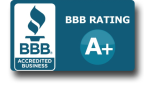 Better Business Bureau logo with A+ Rating on it