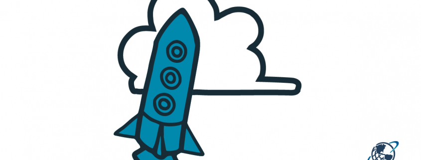 Icon drawing of rocket and cloud