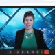 Woman frozen on virtual call, face contorted.