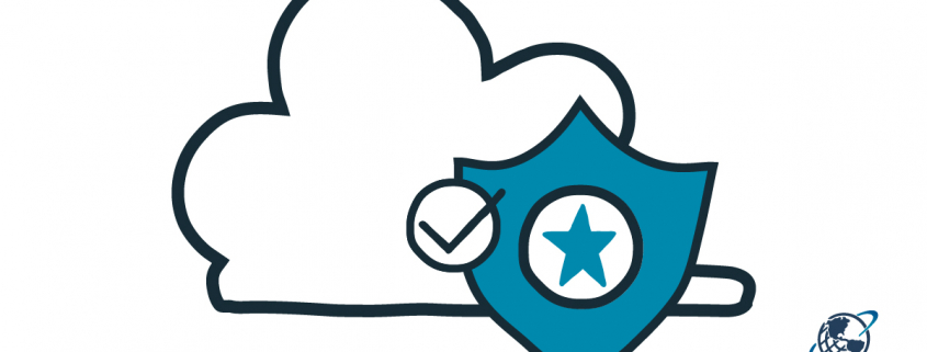 Icon of cloud, shield and checkmark