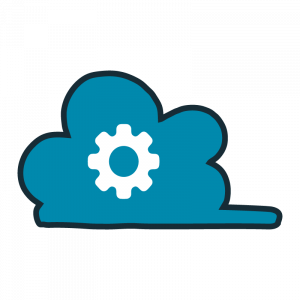 Graphic icon of cloud with gear