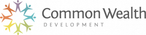 icon logo of circle of people holding hands with common wealth development text